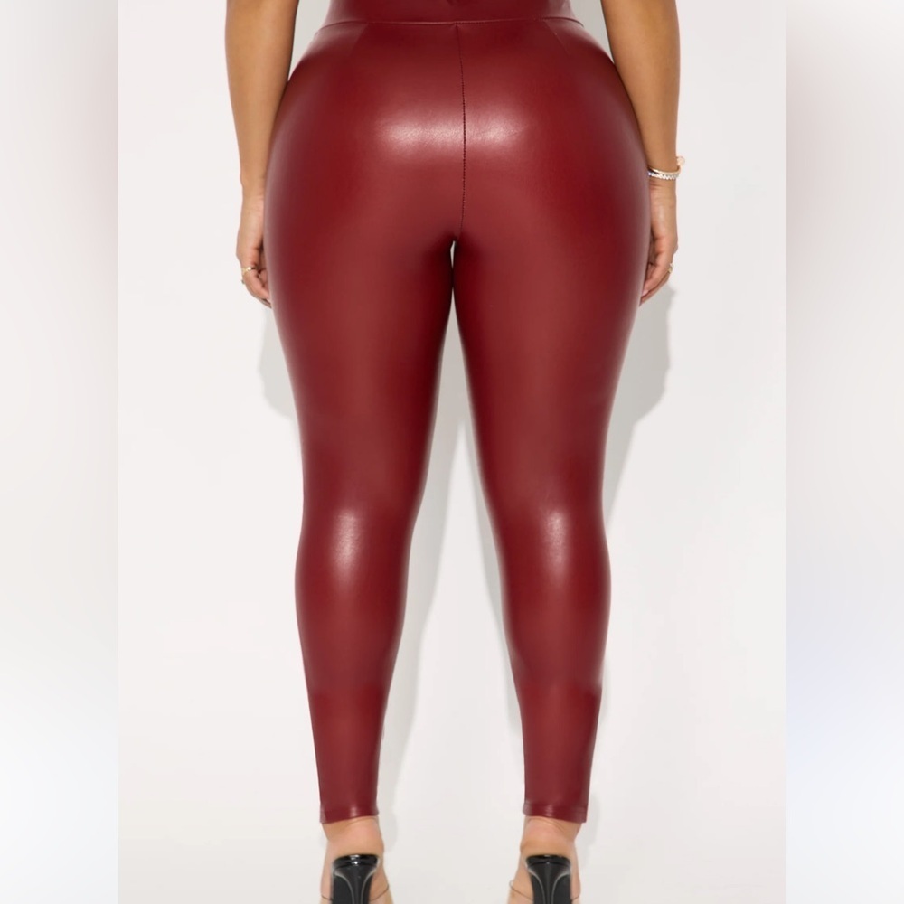 NWT Ginasy Red Faux Leather Leggings for Women High Waisted Sz 4x Women - Picture 3 of 5
